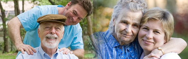 Elderly with their caregiver